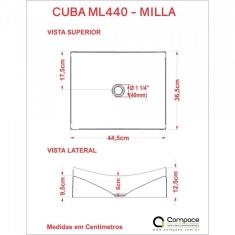 Imagem de Kit Cuba ML44 C/Torneira Link 1062 Metal  Válvula Click 1 Pol. 2.6 cm Sifão Cromado e Flexível Compace 