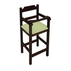 Imagem de Cadeira Bebe De Madeira Com Trava Com Assento Estofado Verde - 