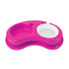 Imagem de Comedouro Furacão Pet Anti Formiga Luxo Duplo Rosa Para Cães - Tamanho