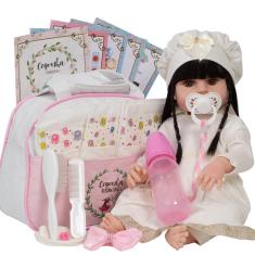 Imagem de Boneca Reborn Realista Baby Alive Morena Vestido Bege 46cm