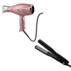 Imagem de Kit taiff 220V - secador de cabelo profissional taiff fox ion 3 rose 2200W + prancha ceramic 180°C