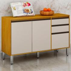 Imagem de Balcão De Cozinha Eduarda 3 Portas 2 Gavetas Cinamomo/off White - Chf Móveis