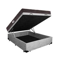 Imagem de Cama Box Baú Casal Colchão Classic Mola Ensacada + Box Suede Cinza Serra Negra 67X138X188