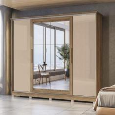 Imagem de Guarda Roupa Casal 265cm 4 Portas 4 Gavetas Com Espelho E Pés Cb01n565