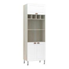 Imagem de Paneleiro 70 Cm Duplo Nicho Agatha Legno Crema C/ Branco Pet