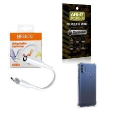 Imagem de Capa Motorola E40 + Adaptador P2 Para Tipo C + Película 3D