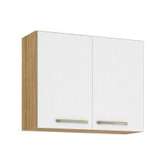Imagem de Armário De Cozinha E Lavanderia Aéreo 2 Portas 0,80m Módulo Suspenso Madeirado / Branco Ametista Kit's Paraná Freijo/bco