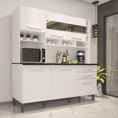 Imagem de Cozinha Compacta Espelhada 6 Portas 2 Gavetas Alexia 182cm IMOP Móveis Branco Neve