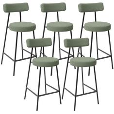 Imagem de Kit 05 Banquetas Baixa Para Cozinha Sala De Jantar Bar Bancada Milão L02 Bouclê Oliva