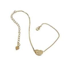 Imagem de Pulseira Folheada Veneziana Pingente Coração Fixo Cravejado