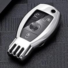 Imagem de TPHJRM Porta-chaves do carro Capa de liga de zinco inteligente, adequado para Mercedes Benz Classe ABCS AMG GLA CLA GLC W176 W221 W204 205, Porta-chaves do carro ABS Inteligente