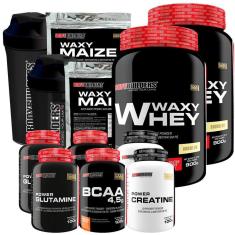 Imagem de KIT 2x Whey Protein Waxy Whey + 2x BCAA +2xCreatina + 2x Waxy Maize + 2x Glutamina + 2x Coq - BB-Unissex