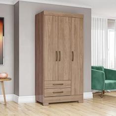 Imagem de Guarda Roupa Solteiro 3 Portas 2 Gavetas com Pés Be16 Briz Jequitiba