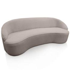 Imagem de Sofá Curvo Montserrat 230cm 04 Lugares Linho Marrom Mesclado - Nexta C