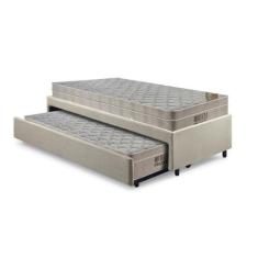 Imagem de Bicama Box Solteiro Linho Bege 88x188 com Colchão Airtech Molas Ensaca