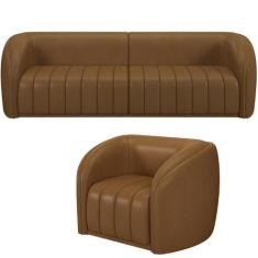 Imagem de Kit Sofá 4 Lugares Para Sala Estar 292 Cm Com 01 Poltrona Lazio M03 Ma