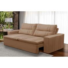 Imagem de Sofá Retrátil e Reclinável 2 lugares com Molas 1,50m Ester Suede Cappuccino Adonai Estofados