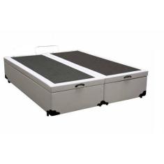 Imagem de Cama Box Baú Casal Bipartido Sintético Cinza Com Pistões A Gás - Real