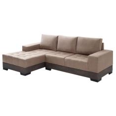 Imagem de Sofá 3 Lugares Com Chaise Patrícia Suede Chocolate - Império Estofados