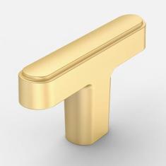 Imagem de Amerdeco Pacote com 10 puxadores de armário dourados escovados 1,46 polegadas (37 mm) puxadores de armário de orifício único puxadores retangulares puxadores de gaveta puxadores e puxadores para