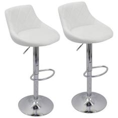Imagem de Kit 2 Banquetas Milano Carmel Estofada Giratória c/ Regulagem - Branco