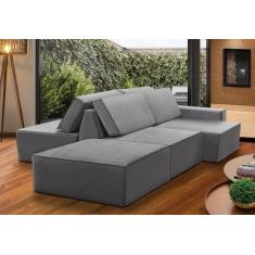 Imagem de Sofá Ilha 7 Lugares Isadora Suede Cinza Adonai Estofados