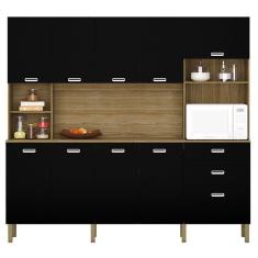 Imagem de Armário De Cozinha Compacta 222cm Intensa K02 Freijó/nero - Mpozenato
