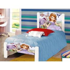 Imagem de Cama Montessoriana Solteiro Infantil Adesivada Sofia com Grade de Proteção e Colchão