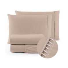 Imagem de Lençol 400 Fios Solteiro, Casal, Queen, King Todos Tamanhos Ponto Pali