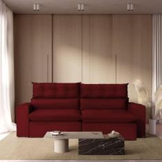 Imagem de Sofá 190 Cm Retrátil e Reclinável Molas Ensacadas Vermelho