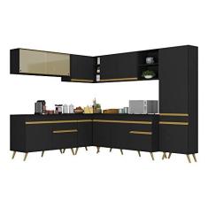 Imagem de Cozinha Completa de Canto Veneza Gb Multimóveis Mp2065 com Armário e Balcão Preta