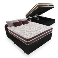 Imagem de Cama Box Baú King 193 Tecido Sintético Preto com Colchão Little Angel - Bello Box - Mola Superlastic 62x193x203cm
