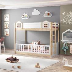 Imagem de Beliche Infantil Montessoriana Garden RN Casatema Marroml/Branco