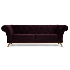 Imagem de Sofá 260cm 4 Lugares Base Madeira Império B-292 Veludo Uva