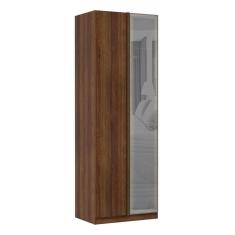 Imagem de Guarda Roupa Canto Reto 1 Porta Alumínio Inox com Vidro Reflecta Prata 80cm Prime Luciane Móveis