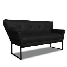 Imagem de Sofá Namoradeira 2 Lug Industrial Pto Anitta Sintético PU Preto D03 - D`Rossi