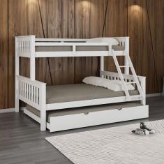 Imagem de Beliche Casal Solteiro De Madeira Merk Com Cama Auxiliar Casal - Merk