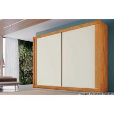 Imagem de Guarda Roupa Casal 2 Portas de Correr e 4 Gavetas Creta Peroba/Off Whi