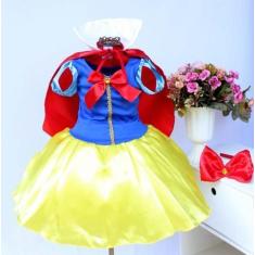 Imagem de Vestido Fantasia Infantil Branca de Neve Luxo Capa E Tiara - pingo de 