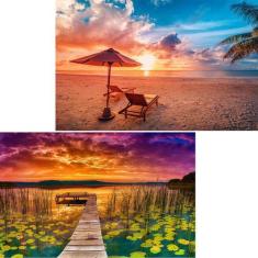 Imagem de Quebra-cabeças WISHDIAM 1000 peças, pacote com 2, Hawaii Beach & Lake
