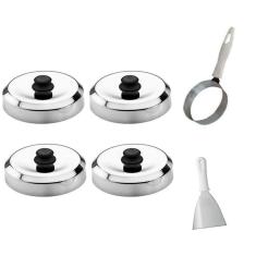 Imagem de Kit  4 Abafadores De Hambúrguer 12 Cm Espátula Curva E Ovo