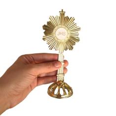 Imagem de Ostensório Miniatura Dourado Miniatura Lembrança 18cm