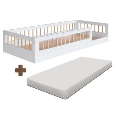 Imagem de Cama Solteiro Infantil Com Grade De Proteção Colchão Branco