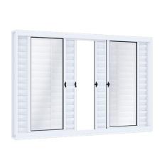 Imagem de Janela de Aço Veneziana 120x150cm 6 Folhas com Vidro Riobras Branco