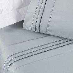 Imagem de Jogo De Lençol Queen Yara Bordado 4 Peças Cinza