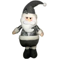 Imagem de Boneco Papai Noel Em Pé Prata Prateado Luxo - Decoração Enfeite De Natal – Wms