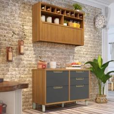 Imagem de Cozinha Modulada 2 Peças Ripado Imperatriz 100% Mdf - Nesher Móveis