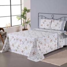 Imagem de Jogo de Lençol Completo Encantare Roupa de Cama Casal Padrão Percal 180 Fios Estampado Ponto Palito Algodão 4 Peças