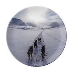 Imagem de Dog Animal Snow Husky Placa decorativa de porcelana Salver Prato de jantar