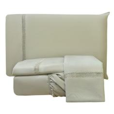 Imagem de Jogo Cama Len ol Trento King Guipir Micro Percal 300 Fios C/